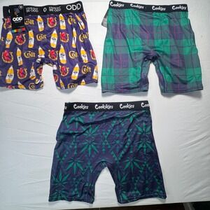 Mens Boxer Briefs 3PK Colt 45 & Plaid Print Cookies & ODD Medium